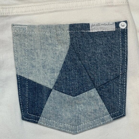 7 For All Mankind Slim Illusion High Waist Ankle Skinny Denim Patchwork 25 Worn1 - Picture 2 of 11